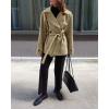 imageCHARTOU Women Notch Lapel Crop Trench Coat Fall Trendy 2025 Long Sleeve Outwear Jacket with BeltBrown