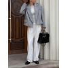 imageCHARTOU Women Open Front Crop Wool Jacket Coat Winter Notch Lapel Blazer Pea Trench Coat OvercoatGrey