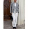 imageCHARTOU Women Open Front Crop Wool Jacket Coat Winter Notch Lapel Blazer Pea Trench Coat OvercoatGrey