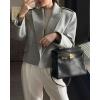 imageCHARTOU Women Open Front Crop Wool Jacket Coat Winter Notch Lapel Blazer Pea Trench Coat OvercoatGrey