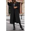 imageCHARTOU Women Pea Coat Lapel Collar Winter Long Trench Coat Warm Wool Blend OvercoatBlack