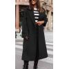 imageCHARTOU Women Pea Coat Lapel Collar Winter Long Trench Coat Warm Wool Blend OvercoatBlack