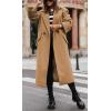 imageCHARTOU Women Pea Coat Lapel Collar Winter Long Trench Coat Warm Wool Blend OvercoatKhaki