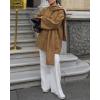 imageCHARTOU Women Single Breasted Wool Coat Jacket Fall Winter Oversized Pea Coat Trench Overcoat with ScarfKhaki