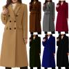 imageCHARTOU Women Winter Notched Collar Mid Long Trench Coat Wool Jacket Warm Double Breasted Pea Coat OvercoatRoyal Blue