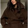 imageCHARTOU Women Winter Wool Trench Pea Coat Cropped Stand Collar Belted Short Jacket OutwearBrown