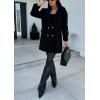imageCHARTOU Womens Casual Thicken Notch Lapel Pea Coat Wool Blend Double Breasted Mid Long Overcoat Winter JacketBlack