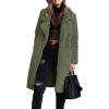 imageCHARTOU Womens Fuzzy Sherpa Fleece Notched Lapel Oversized Overcoat Trench CoatArmy Green