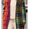 imageCHARTOU Womens Lightweight Notched Collar Tassel Fringe Hem Plaid Mid Long Pea Coat OvercoatPlaid