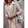 imageCHARTOU Womens Long Wool Blend Jackets Tie Belt Lapel WrapTrench Coat Fall Casual Woolen Pea Coats Overcoat with PocketsApricot