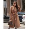 imageCHARTOU Womens Long Wool Blend Jackets Tie Belt Lapel WrapTrench Coat Fall Casual Woolen Pea Coats Overcoat with PocketsKhaki