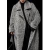 imageCHARTOU Womens Long Wool Trench Pea Coats Winter Herringbone Vintage Notch Belted Double Breast OvercoatBlack