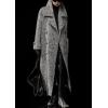 imageCHARTOU Womens Long Wool Trench Pea Coats Winter Herringbone Vintage Notch Belted Double Breast OvercoatBlack