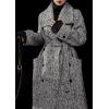 imageCHARTOU Womens Long Wool Trench Pea Coats Winter Herringbone Vintage Notch Belted Double Breast OvercoatBlack
