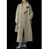 imageCHARTOU Womens Long Wool Trench Pea Coats Winter Herringbone Vintage Notch Belted Double Breast OvercoatGreen