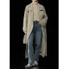 imageCHARTOU Womens Long Wool Trench Pea Coats Winter Herringbone Vintage Notch Belted Double Breast OvercoatGreen