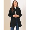 imageCHARTOU Womens MidLong Woolen Pea Coat Stand Collar Single Breasted Wool Blend Jacket Blazer Winter Overcoat with PocketsBlack