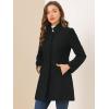 imageCHARTOU Womens MidLong Woolen Pea Coat Stand Collar Single Breasted Wool Blend Jacket Blazer Winter Overcoat with PocketsBlack