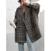 imageCHARTOU Womens Oversized Blazed Collar Double Breasted Overcoat Thick Plaid Pea Coat Jacket Long Trench CoatApricot