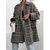 imageCHARTOU Womens Oversized Blazed Collar Double Breasted Overcoat Thick Plaid Pea Coat Jacket Long Trench CoatApricot