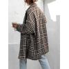 imageCHARTOU Womens Oversized Blazed Collar Double Breasted Overcoat Thick Plaid Pea Coat Jacket Long Trench CoatApricot