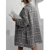 imageCHARTOU Womens Oversized Blazed Collar Double Breasted Overcoat Thick Plaid Pea Coat Jacket Long Trench CoatBlack