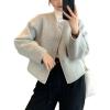 imageCHARTOU Women Crop Pea Coat Dressy Lady Jacket Short Winter Wool Blend Overcoat with PocketsApricot