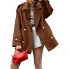 imageCHARTOU Women Double Breasted Short Pea Coat Fall Winter Notch Lapel Midi Jacket Warm OvercoatBrown