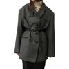 imageCHARTOU Women Houndstooth Wool Trench Pea Coat Winter Notch Lapel Long Sleeve Jacket Midi OvercoatGrey