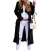 imageCHARTOU Women Long Trench Coat Lapel Collar Belted Tie Jackets Open Front Cardigan Long Sleeve Casual Overcoat With PocketsBlack