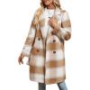 imageCHARTOU Women Long Winter Plaid Coat Double Breast Brushed Woolen Blend Trench Pea Coat OvercoatCamel