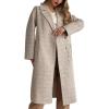 imageCHARTOU Women Long Winter Plaid Wool Coat Double Breast Trench Pea Coat Overcoat with BeltKhaki