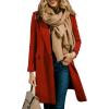 imageCHARTOU Women Long Winter Wool Coat SnapButton Warm Trench Coat Fall Jacket PeacoatRed