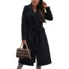 imageCHARTOU Women Long Winter Wrapped Coat Casual Work Warm Wool Trench Pea Coat with BeltBlack