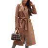imageCHARTOU Women Long Winter Wrapped Coat Casual Work Warm Wool Trench Pea Coat with BeltKhaki