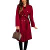 imageCHARTOU Women Long Wool Trench Pea Coat Double Breast MidiLong Overcoat with BeltRed