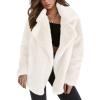imageCHARTOU Women Winter Faux Fur Coat Fuzzy Sherpa Fleece Jacket Open Front Teddy Bear Coat OvercoatWhite