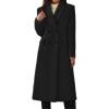 imageCHARTOU Women Winter Notched Collar Mid Long Trench Coat Wool Jacket Warm Double Breasted Pea Coat OvercoatBlack