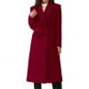 imageCHARTOU Women Winter Notched Collar Mid Long Trench Coat Wool Jacket Warm Double Breasted Pea Coat OvercoatRed