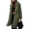 imageCHARTOU Womens Fuzzy Sherpa Fleece Notched Lapel Oversized Overcoat Trench CoatArmy Green