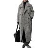 imageCHARTOU Womens Long Wool Trench Pea Coats Winter Herringbone Vintage Notch Belted Double Breast OvercoatBlack