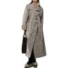 imageCHARTOU Womens Long Wool Trench Pea Coats Winter Herringbone Vintage Notch Belted Double Breast OvercoatBrown
