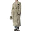 imageCHARTOU Womens Long Wool Trench Pea Coats Winter Herringbone Vintage Notch Belted Double Breast OvercoatGreen