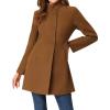 imageCHARTOU Womens MidLong Woolen Pea Coat Stand Collar Single Breasted Wool Blend Jacket Blazer Winter Overcoat with PocketsBrown