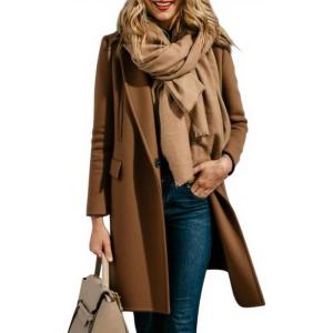 imageCHARTOU Women Long Winter Wool Coat SnapButton Warm Trench Coat Fall Jacket PeacoatCoffee
