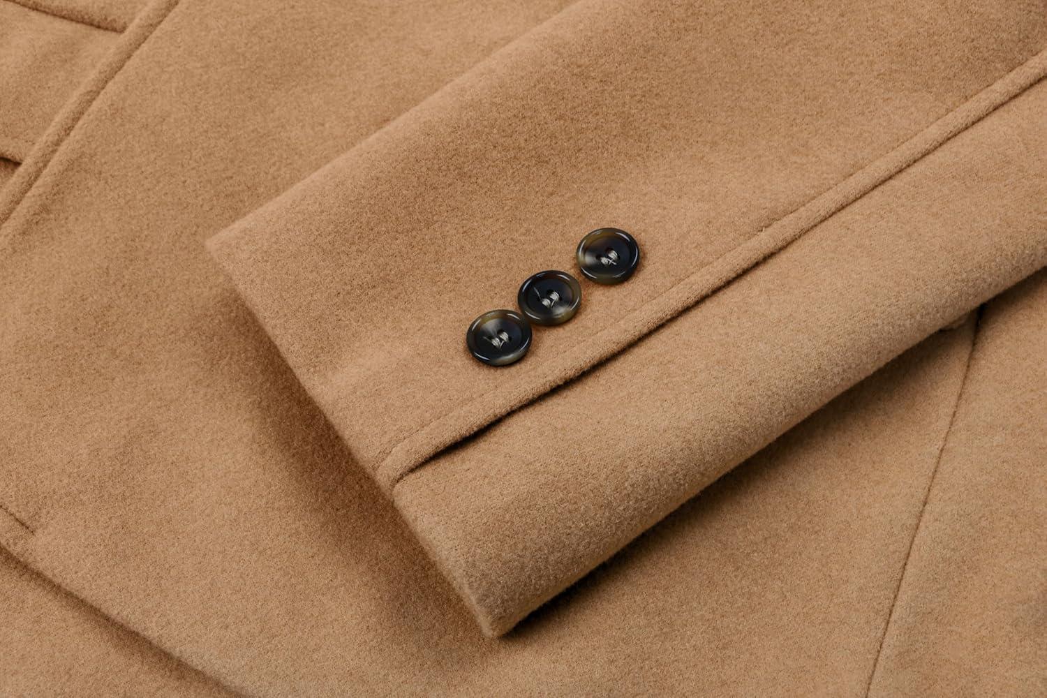 imageCHARTOU Women Solid Color Blazer Wool Blend Causal Business Office Open Front Short Jacket Pea CoatKhaki