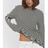 imageCHARTOU Women Basic Long Sleeve Fall Tops Casual Stripes Slim Fit Tee T ShirtBlack