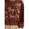 imageCHARTOU Women Floral Crop Pullover Sweatshirt Fall 2025 Oversized Drop Shoulder Long Sleeve Sweatshirt TopBrown