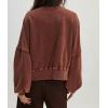 imageCHARTOU Women Floral Crop Pullover Sweatshirt Fall 2025 Oversized Drop Shoulder Long Sleeve Sweatshirt TopBrown