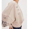 imageCHARTOU Women Floral Crop Pullover Sweatshirt Fall 2025 Oversized Drop Shoulder Long Sleeve Sweatshirt TopKhaki